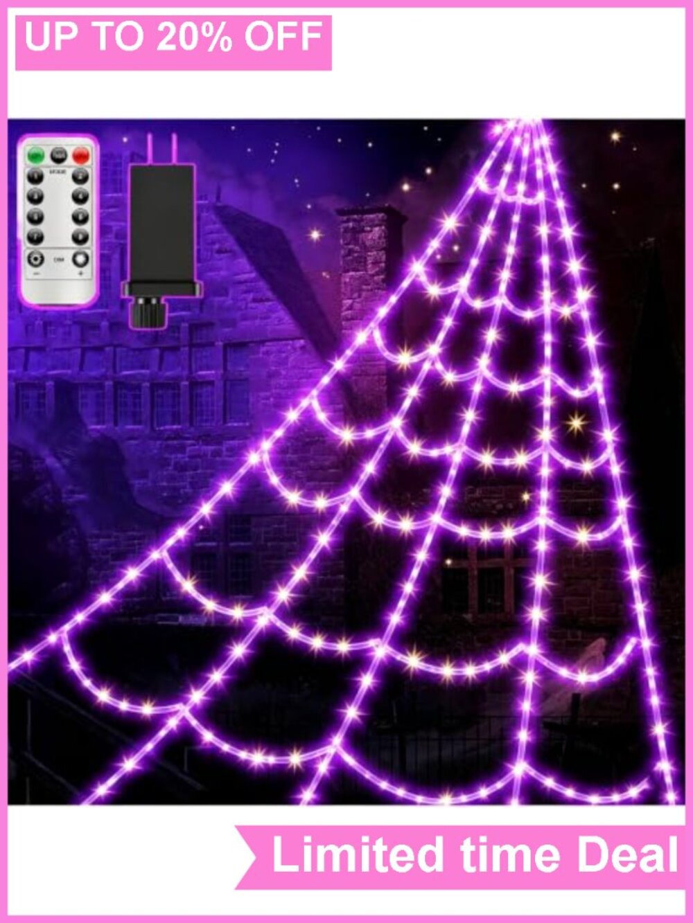 Halloween Spider Web Lights 450 LED String Lights Outdoor Decor Waterproof